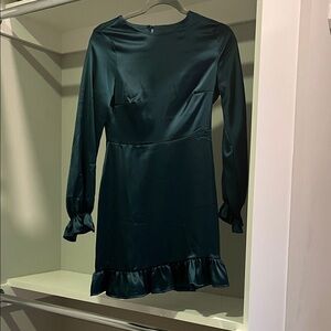 Elegant Long Sleeve Dark Teal Dress